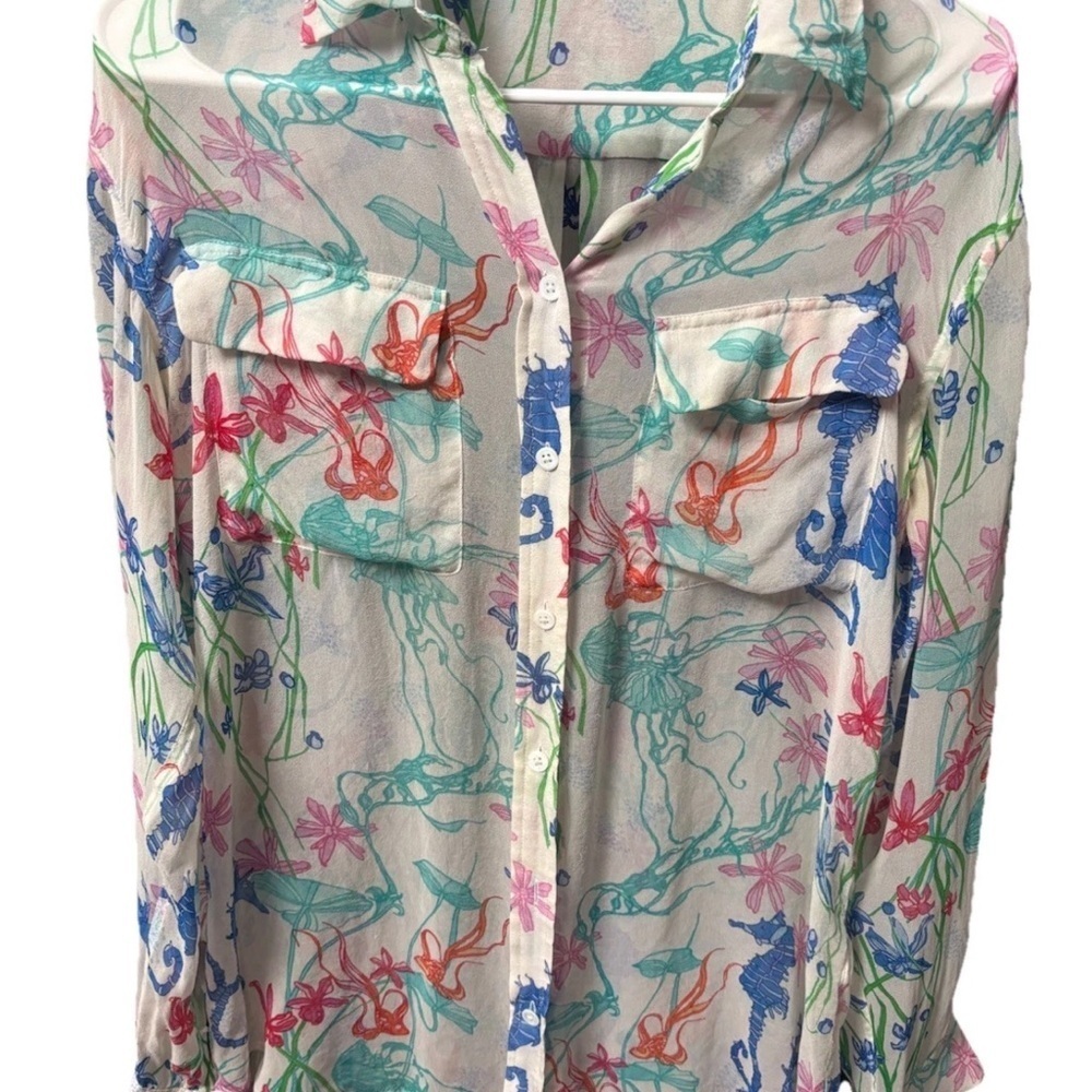 Equipment Femme 100% Silk Multicolor Floral Blouse